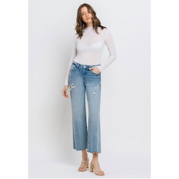 Vervet by Flying Monkey Mid Rise Crop Wide Jeans - T6214L - Size 31 - Picture 3 of 6